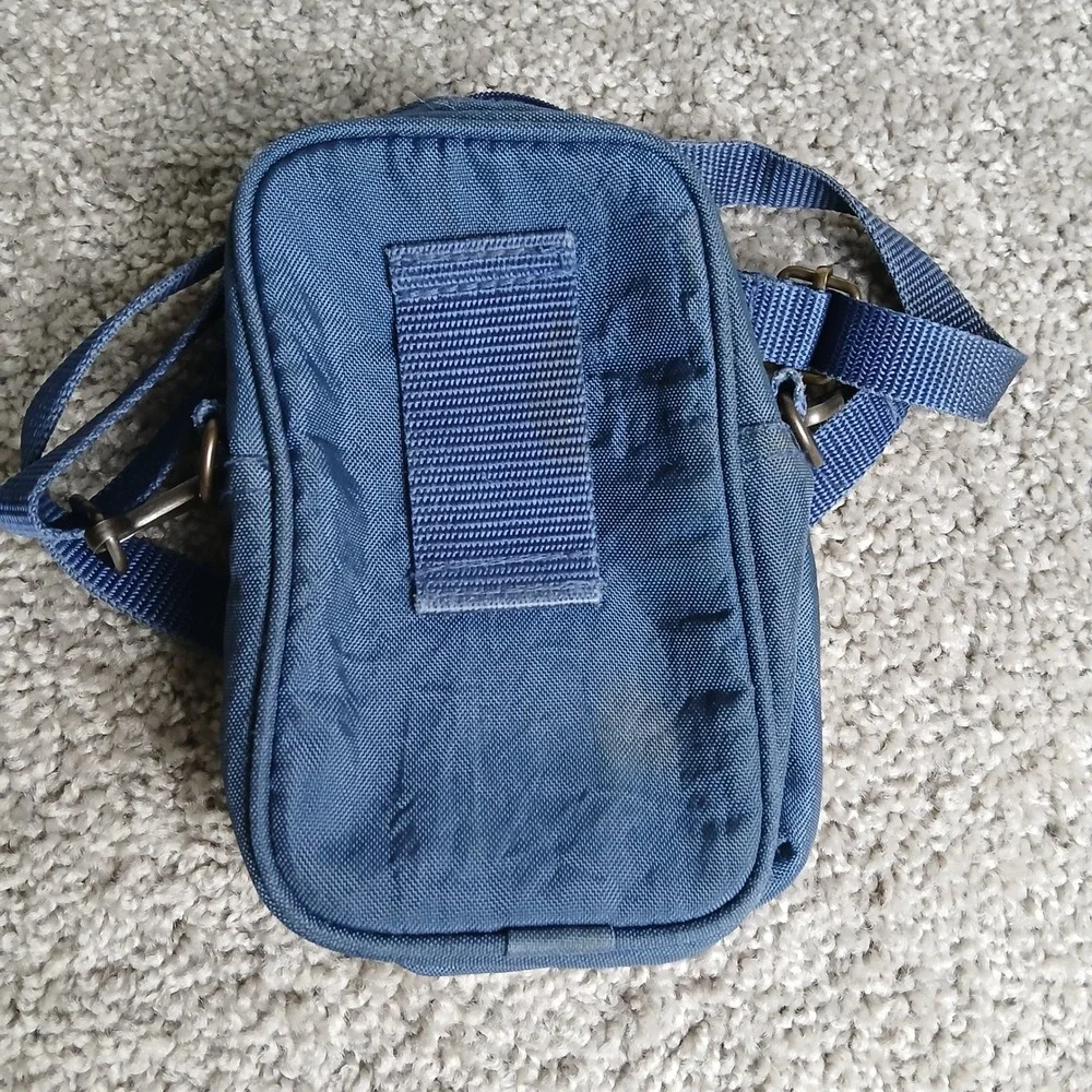 Canon Blue Nylon Canvas Compact Camera Bag Crossbody Belt Loop Pouch